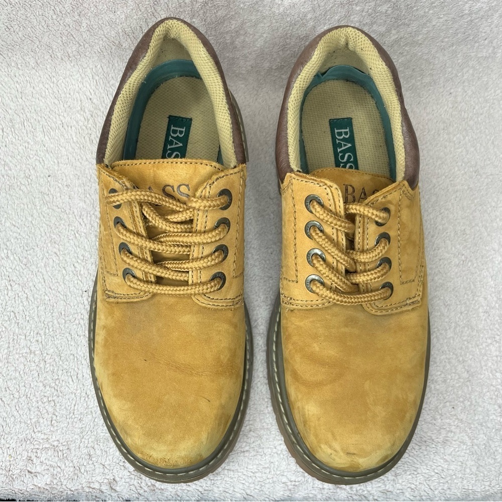 Vintage Bass Waterproof Leather Lug Sole Oxford Shoes-Women’s 9-Tan-Brown-y2k - Picture 9 of 11
